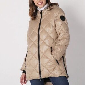 Arctic Expedition Mid Length Quilted Puffer Jacket Almond Metallic Size XL